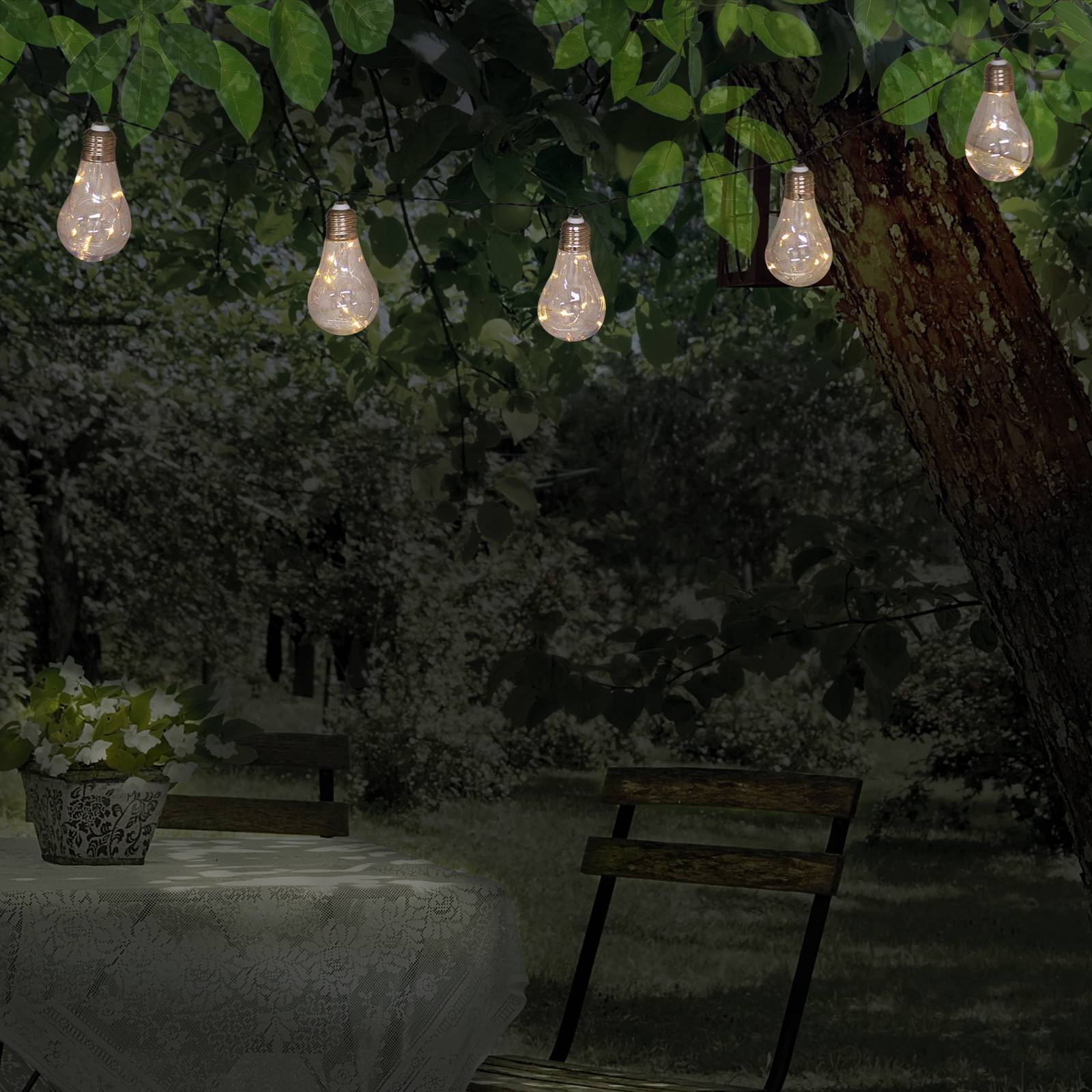 LED-Solar-Lichterkette Glühbirne, 10-flg. LED-Solar-Lichterkette Glühbirne, 10-flg. von Naeve Leuchten