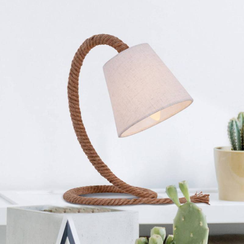 Tischlampe Rope mit Textilschirm u. Naturseil von Naeve Leuchten