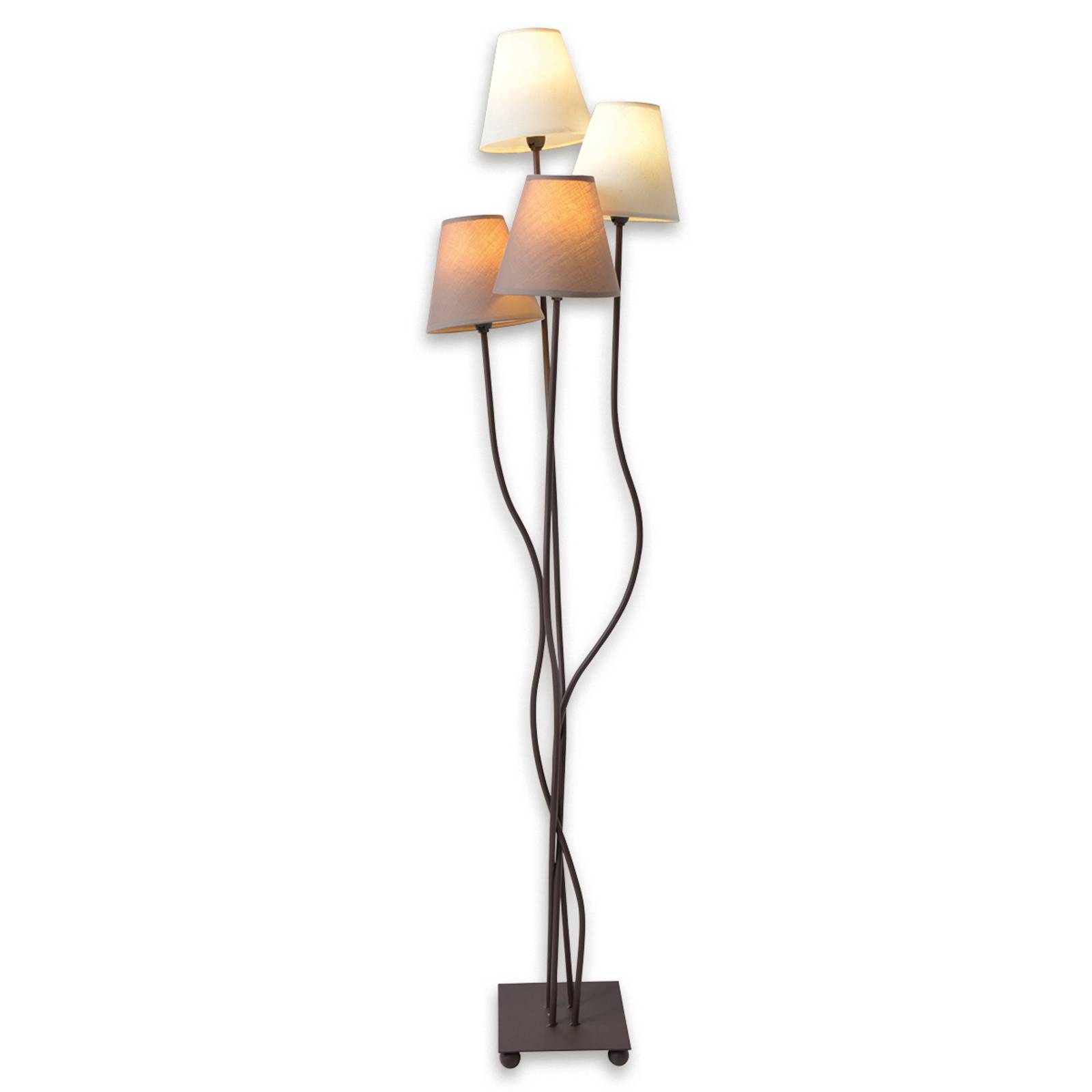 Vierflammige Textil-Stehlampe braun und weiß Vierflammige Textil-Stehlampe braun und weiß von Naeve Leuchten