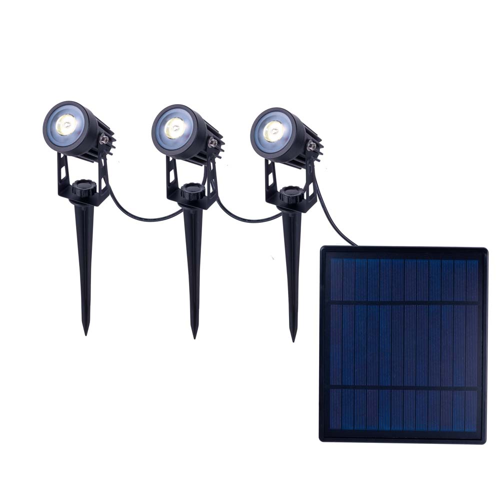 LED Solarleuchte, Strahler, Schwarz, 3-Flammig, IP44 von Näve