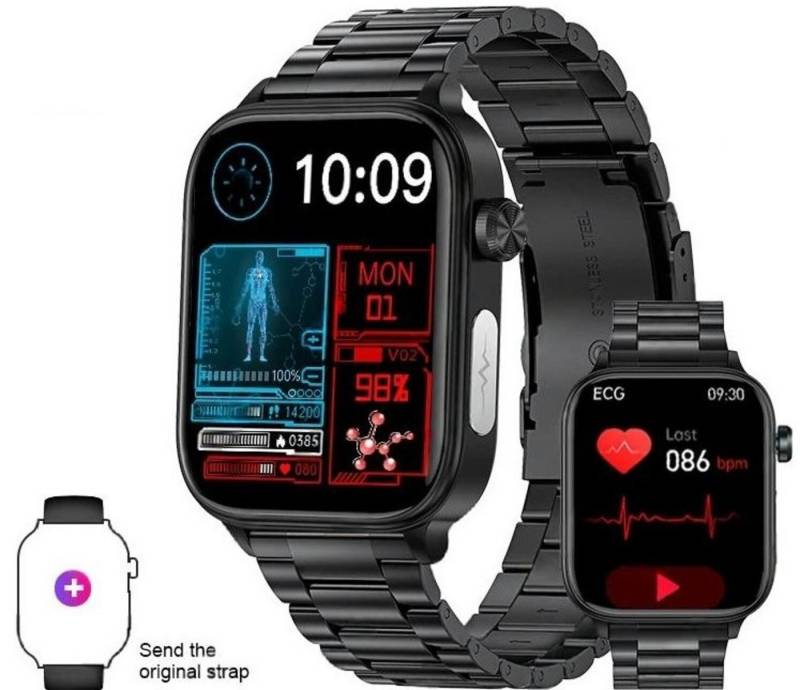 Nagham Ghazal Aswad Smartwatch Sport tracker Bluetooth Anruf 1,9 Zoll 2025 Smartwatch (3,8cm cm/1.96 Zoll) von Nagham Ghazal Aswad