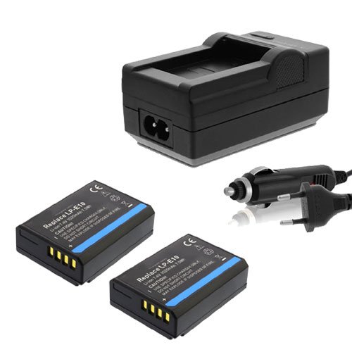 2x Akku LP-E10 mit Ladegerät für Canon EOS 1100D 1200D 1300D 2000D 4000D, EOS Rebel T3 T5l T6, EOS Kiss X50 X70 X80 ACCU 1020mAh Li-ion von Nahas-Shop