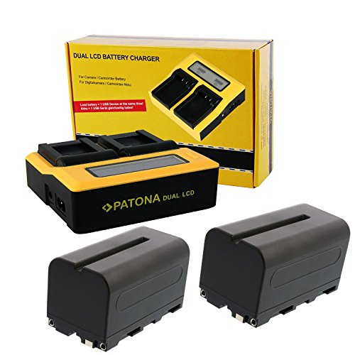 PATONA LCD Dual Ladegerät Set mit 2 Ersatzakkus Akku für Sony NP-F750 F-750 4400mAh Li-ion von Nahas-Shop