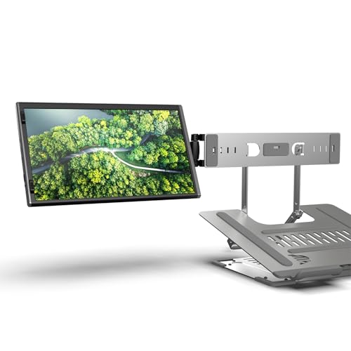 Dual Monitor Stand für Naievear Portable Monitor, Faltbare Metall Extender Display Halterung Monitorhalterung mit Laptop Tablett, einstellbare Höhe Winkel von Naievear