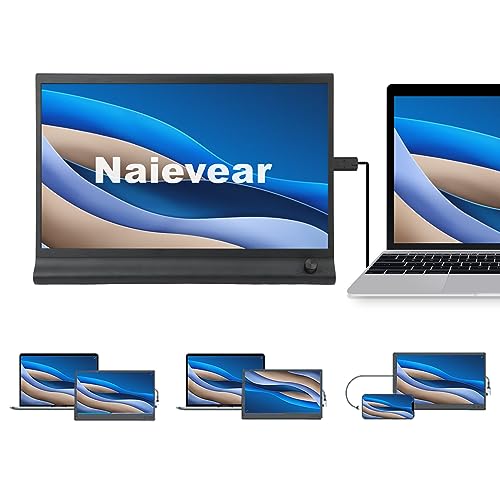 Naievear Portable Monitor, 11.6/14.1Inch 1920 x 1080 Full HD Dual Monitor Screen Extender with HDMI/Type-C/USB-C Plug and Play, for Laptop PC/Mac/Phone (15.6) von Naievear