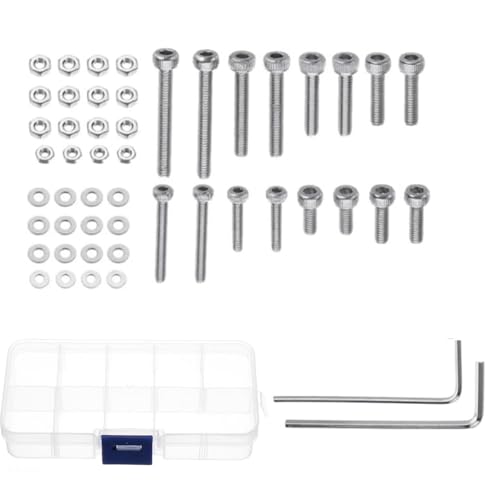 Naisfei 50 Stück Kartuschen Befestigungsschrauben, Universelles Plattenspieler Headshell Kartuschen Montageset, Kopfschalen InnensechskantBolzen Set,Edelstahlschrauben Muttern Set von Naisfei