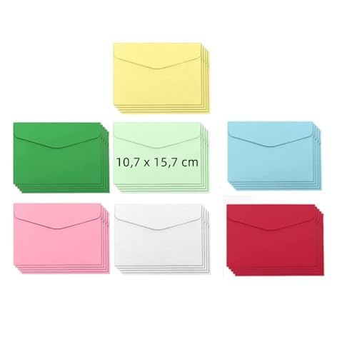 Naisfei 70 Stück Briefumschläge bunt, bunte Umschläge in 7 unterschiedlichen Farben als Set im Format, nassklebend, ideal zum Basteln, zu Weihnachten oder als Geschenkidee für Karten(10.7 * 15.7cm) von Naisfei