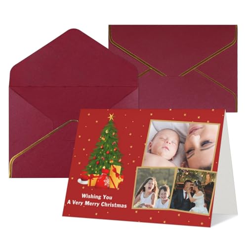 Naispanda Personalisierte Fotokarte für Weihnachten, individuelle Foto-Grußkarten für Freunde, Familie, personalisierte Grußkarten mit Fototext, Benutzerdefinierte Fotokarte für Weihnachten, Neujahr von Naispanda