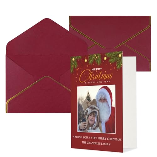 Naispanda Personalisierte Fotokarte für Weihnachten, individuelle Foto-Grußkarten für Freunde, Familie, personalisierte Grußkarten mit Fototext, Benutzerdefinierte Fotokarte für Weihnachten, Neujahr von Naispanda