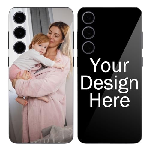 Naispanda Personalisierte Handyhülle für Samsung S24 Personalisierte Handyhülle mit Fototext TPU-Rand mit Glas-Backplane-Material Personalisierte Handyhülle Geschenk für Freunde, Familie von Naispanda