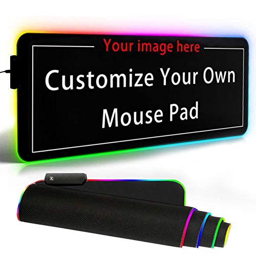 Naispanda Personalisierte RGB Mauspad Gaming Groß Mousepad XL (800x300x4mm) Personalisiert Wasserdicht LED Schreibunterlage mit Rutschfester Gummibasis 12 Beleuchtungs Modi für Tastatur Computer Gamer von Naispanda