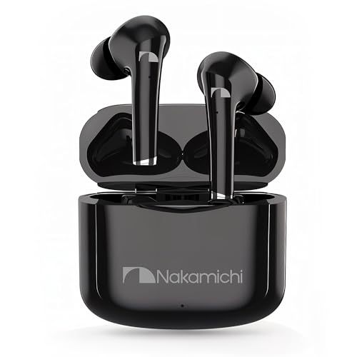 Nakamichi TW2XS Echtes Kabelloses Stereo TWS Ohrhörer mit geringer Latenz Bluetooth 5.3-Verbindung Digitale Signalverarbeitung DSP klare Spracherfassung CVC Touch-Steuerung Ladeetui Schwarz von Nakamichi