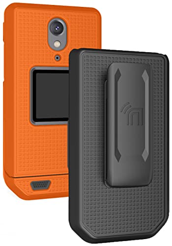 Nakedcell Schutzhülle mit Clip für CAT S22 Flip-Telefon, schlankes Design, Hartschale und drehbarer Ratsche, Gürteltasche, Hüftholster-Halter, Orange von Nakedcellphone