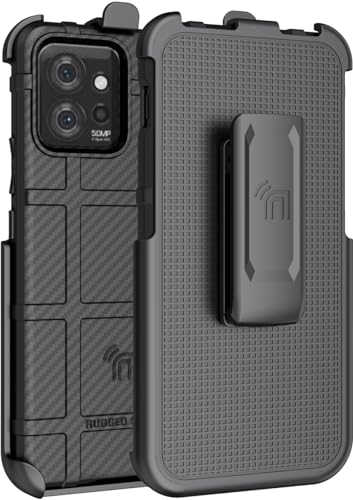 Nakedcellphone Holster-Serie für Motorola ThinkPhone, Special Ops Tactical Armor Rugged Shield Schutzhülle und [drehbare Ratsche] Gürtelclip – Kohlefaser-Design von Nakedcellphone