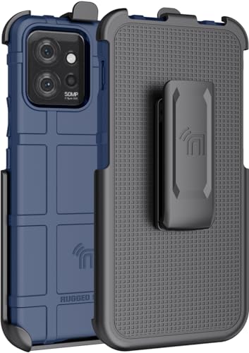 Nakedcellphone Holster-Serie für Motorola ThinkPhone, Special Ops Tactical Armor Rugged Shield Schutzhülle und [drehbare Ratsche] Gürtelclip – Marineblau von Nakedcellphone