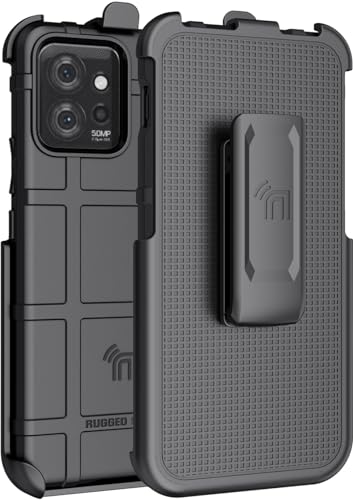 Nakedcellphone Holster-Serie für Motorola ThinkPhone, Special Ops Tactical Armor Rugged Shield Schutzhülle und [drehbare Ratsche] Gürtelclip – Schwarz von Nakedcellphone