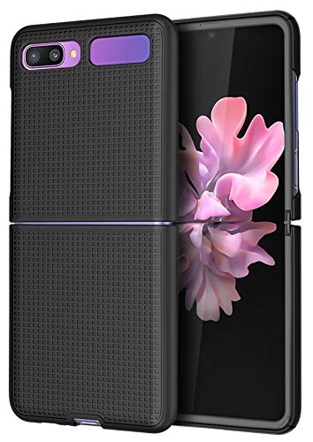 Nakedcellphone Hülle für Galaxy Z Flip, [Schwarz] Schutzhülle zum Aufstecken [Gitterstruktur] für Samsung Galaxy Z Flip 5G Phone (SM-F700, SM-F707) 2020 von Nakedcellphone