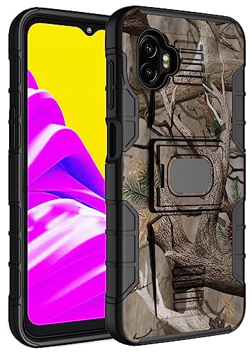 Nakedcellphone Schutzhülle für Samsung XCover 6 Pro, robuste Ringgriff-Schutzhülle mit Ständer [integrierte Montageplatte] für Samsung XCover6 Pro-Handy (2022, SM-G736), Tarnbaum-Design von Nakedcellphone