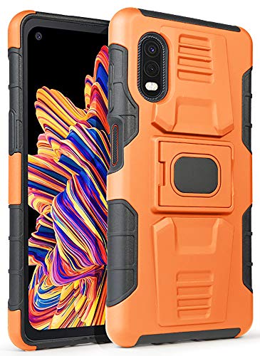 Nakedcellphone Schutzhülle für Samsung XCover Pro, robust, Ringgriff, mit Ständer, integrierte Montageplatte, Orange / Schwarz von Nakedcellphone