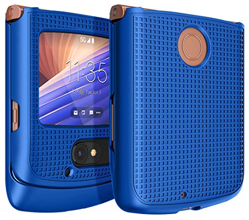 Nakedcellphone Schutzhülle für Motorola RAZR 5G Flip Phone, [Kobaltblau] Schutzhülle zum Aufstecken [Gitterstruktur] für Motorola Moto RAZR 5G Flip Phone (2020) XT2071 von Nakedcellphone
