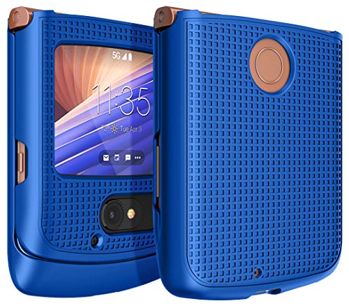 Nakedcellphone Schutzhülle für Motorola, RAZR 5G, Kobaltblau, schützende Hartschale zum Aufstecken, Gitterstruktur, für das Motorola Moto RAZR 5G Flip-Handy (2020) XT2071 von Nakedcellphone