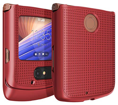 Nakedcellphone Schutzhülle für Motorola, RAZR 5G, Rot, Hartschale, zum Aufstecken, Gitterstruktur, für Motorola-Motoro-RAZR 5G, Klapphülle (2020) XT2071 von Nakedcellphone