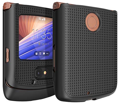 Nakedcellphone Schutzhülle für Motorola RAZR 5G Flip Phone, [Schwarz] Schutzhülle zum Aufstecken Hartschalen-Cover [Gitterstruktur] für Motorola Moto RAZR 5G Flip Phone (2020) XT2071 von Nakedcellphone