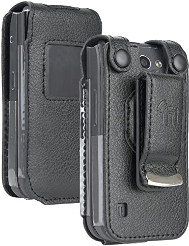 Nakedcellphone Schutzhülle für Nokia 2720 V, veganes Leder, passgenau, mit integriertem Displayschutz, Metall-Gürtelclip, Schwarz von Nakedcellphone
