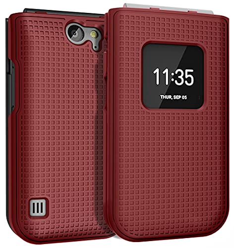 Nakedcellphone Schutzhülle für Nokia 2720 V Flip Phone, [Rot] Schutzhülle zum Aufstecken [Gitterstruktur] für Verizon TA-1295, 2720 V von Nakedcellphone