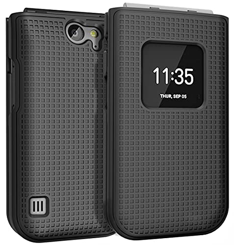 Nakedcellphone Schutzhülle für Nokia 2720 V Flip Phone, [Schwarz] Schutzhülle Snap-On Hartschale [Gitterstruktur] für Verizon TA-1295, 2720V von Nakedcellphone