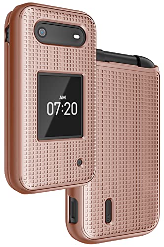 Nakedcellphone Schutzhülle für Nokia 2760 2780 Flip-Phone, schlanke Hartschalen-Schutzhülle mit Gitterstruktur für Tracfone N139DL, TA-1398, TA-1451, TA-1420 – Roségold-Pink von Nakedcellphone