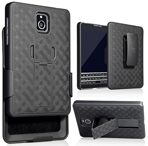 Nakedcellphone Schutzhülle mit Clip für BlackBerry Passport, Schwarz Kickstand Cover + Gürtelholster Combo für BlackBerry Passport (nur für AT&T Version, SQW100-3) von Nakedcellphone
