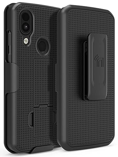 Nakedcellphone Schutzhülle mit Clip für CAT S62 Pro, schlanke Hartschalen-Schutzhülle mit Ständer, Standfunktion, drehbar/Ratsche, Gürtel-Hüft-Holster-Kombination, Schwarz von Nakedcellphone