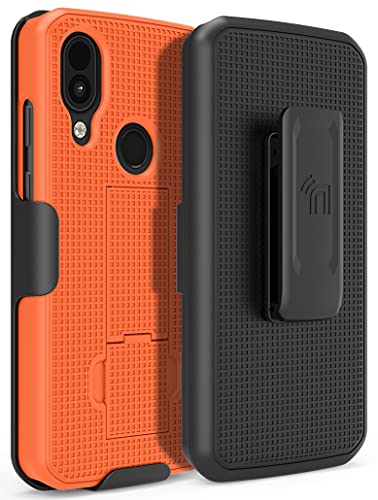 Nakedcellphone Schutzhülle mit Clip für CAT S62 Pro, schlankes Hartschalen-Cover mit Ständer, Standfunktion, drehbar, Ratsche, Gürtel-Hüft-Holster-Kombination von Nakedcellphone