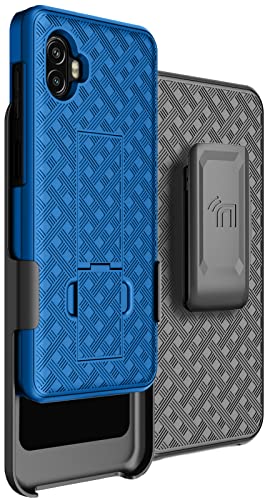 Nakedcellphone Schutzhülle mit Clip für Galaxy XCover 6 Pro, schlanke Hartschalenhülle mit Ständer und [drehbar/Ratsche] Gürtel-Hüftholster Combo für Samsung XCover6 Pro (2022, SM-G736) – Kobaltblau von Nakedcellphone