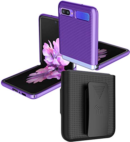 Nakedcellphone Schutzhülle mit Clip für Galaxy Z Flip, Violett, Snap-On-Schutzhülle mit [Dreh-/Ratsche] Gürtel-Hüftholster Halter Combo für Samsung Galaxy Z Flip 5G Handy (SM-F700, SM-F707) 2020 von Nakedcellphone