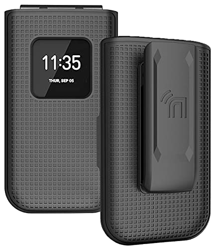 Nakedcellphone Schutzhülle mit Clip für Nokia 2720 V, zum Aufstecken, Hartschalen-Schutzhülle mit drehbarem Gürtel, Hüftholster für Verizon TA-1295, Schwarz von Nakedcellphone