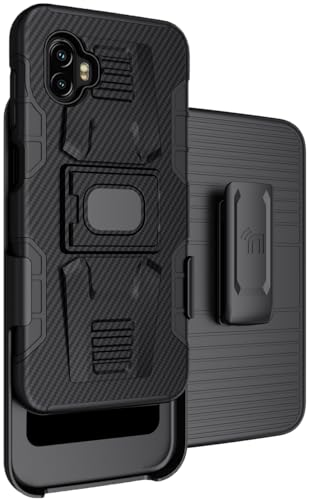Nakedcellphone Schutzhülle mit Clip für Samsung XCover 6 Pro, robuste Ringgriff-Abdeckung mit Ständer [integrierte Montageplatte] und [Gürtel-Hüftholster] für Samsung XCover6 Pro-Handy (2022, von Nakedcellphone