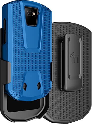 Nakedcellphone Schutzhülle mit Clip für Unihertz Titan Pocket Phone, schlanke Hartschale strukturierte Hülle und [drehbar/Ratsche] Gürtel-Hipholster-Kombination – Blau von Nakedcellphone