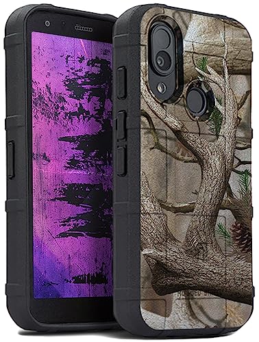 Nakedcellphone Special Ops Tactical Armor Rugged Shield Schutzhülle für CAT S62 PRO Smartphone AntiFingerabdruck Matte griffige Struktur Outdoor Camouflage (Tarndesgin mit Baum Blatt echtem Wald) von Nakedcellphone