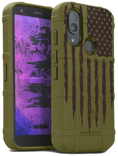 Nakedcellphone Schutzhülle für CAT S62 Pro, Special Ops Tactical Armor Rugged Shield – Armee-Olivgrün, USA-Flaggen-Design von Nakedcellphone