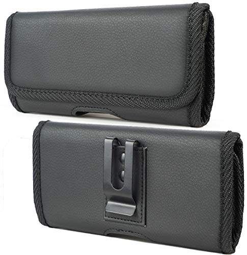 Schutzhülle für Galaxy Z Fold 4 Handy, Nakedcellphone schwarzes veganes Leder horizontale Tasche [Metall-Gürtelclip, 2021) (SM-F921) F936, 2022) von Nakedcellphone
