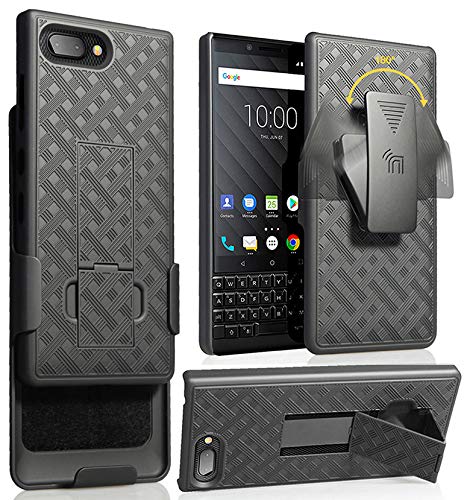 Schutzhülle mit Clip für BlackBerry KEY2, Nakedcellphone Schwarz mit Ständer und Ratsche, für BlackBerry KEY2 Phone, Key 2 (BBF100-1, BBF100-6) von Nakedcellphone