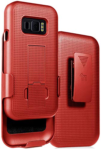 Schutzhülle mit Clip für Galaxy XCover FieldPro, Nakedcellphone [rot] Kickstand Cover mit [drehbar/Ratsche] Gürtel Hip Holster Combo für Samsung Galaxy XCover FieldPro (SM-G889A) von Nakedcellphone