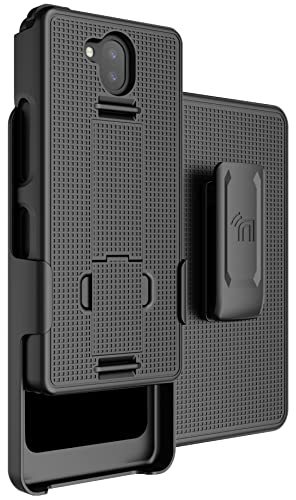 Schutzhülle mit Clip für Sonim XP10 5G, Nakedcellphone Slim Hard Shell Phone Cover mit Ständer und [Drehbar/Ratsche] Gürtel-Hüftholster Halter Combo für XP9900 (2022) – Schwarz von Nakedcellphone