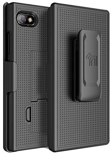 Schutzhülle mit Clip für Unihertz Titan-Slim-Handy, Nakedcellphone Hartschalen-Schutzhülle mit Ständer und [drehbar/Ratsche] Gürtel-Hüftholster-Halter-Kombination – Schwarz von Nakedcellphone