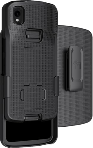 Schutzhülle mit Clip für Zebra-TC22 TC27 mobilen Computer-Scanner, Nakedcellphone dünne Hartschale mit Ständer und [drehbar/Ratsche] Gürtel-Hüftholster-Halter-Kombination – Schwarz von Nakedcellphone