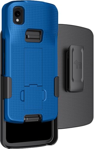 Schutzhülle mit Clip für Zebra-TC22 TC27 mobilen Computer-Scanner, Nakedcellphone dünne Hartschale mit Ständer und [drehbar/Ratsche] Gürtel-Hüftholster-Kombination – Kobaltblau von Nakedcellphone