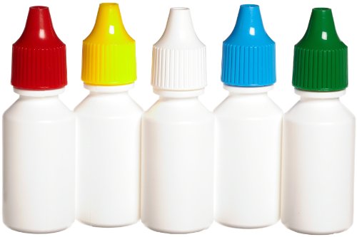 Nalgene Thermo Scientific 2753-9050 Tropfflaschen, Polyethylen, niedrige Dichte, Farbig Sortierte, Schraubverschlüsse, Weiß (25-er Pack) von Nalgene