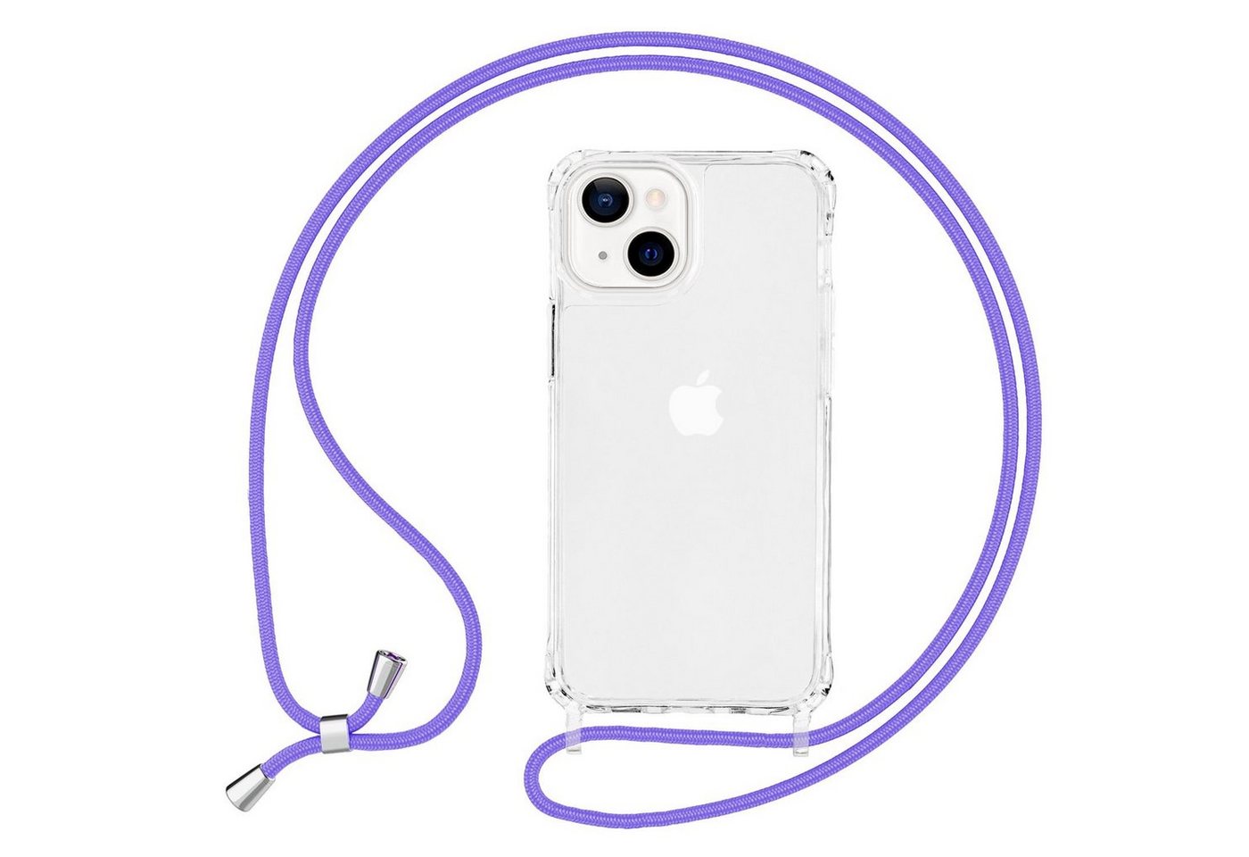 Nalia Handykette Apple iPhone 13 Mini, Klare Hybrid Hülle mit Kette / Schutzhülle zum Umhängen / Handyband von Nalia